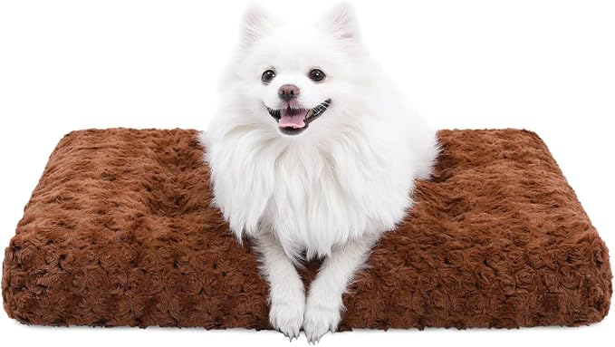 KSIIA Washable Dog Bed Deluxe Plush Dog Crate Beds Comfy Kennel Pad Anti-Slip Pet Sleeping Mat for Large, Jumbo, Medium, Small Dogs Breeds, 29" x 21", Brown by KSIIAPetProducts