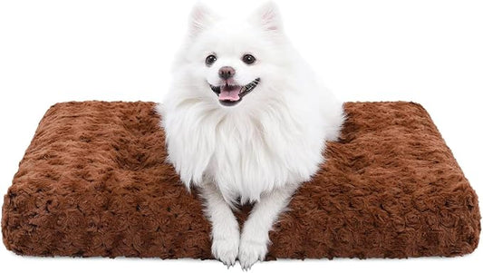 KSIIA Washable Dog Bed Deluxe Plush Dog Crate Beds Comfy Kennel Pad Anti-Slip Pet Sleeping Mat for Large, Jumbo, Medium, Small Dogs Breeds, 29" x 21", Brown by KSIIAPetProducts