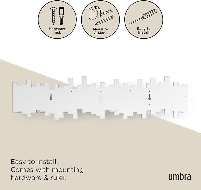 Umbra Sticks Wall Coat Rack, Wall Mount 8 Retractable Hooks, White | Modern sculptural look, holds five pounds each, fits entryways and bedrooms, easy to install, recycled plastic - Image 6