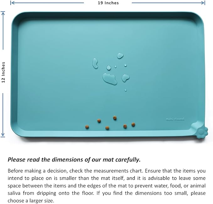 Hoki Found Silicone Pet Food Mats Tray - Non Slip Cat & Dog Bowl Mats - Waterproof & Pet-Friendly for Carpet - Glacier - Image 5