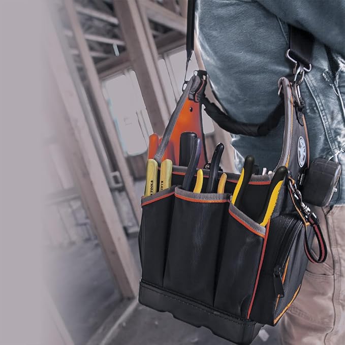 Klein Tools 554158-14 Tool Bag, Tradesman Pro Tote with 20 Pockets Made of 1680d Ballistic Weave and a Fully Molded Bottom, 8-Inch - Image 6