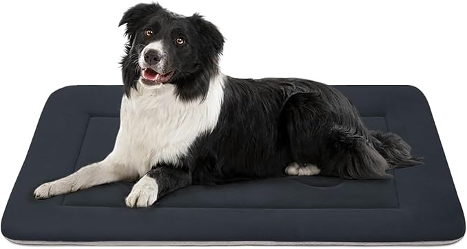 Dog Bed Soft Dog Crate Pad Mat for Medium/Large Dogs, 36 in Non-Slip Bottom Washable Dog Sleeping Mattress Pet Beds Cat Bed Kennel Pad, Dark Blue Gray by JoicyCoDogBeds