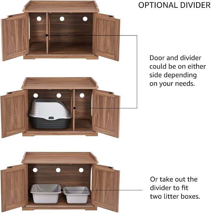 unipaws Cat Litter Box Enclosure Furniture, Hidden Litter Box Cover | Cat Washroom, Cabinet for Large Cat, Dog Proof Cat Litter Boxes, Hideaway Litter Box, Cat House - Image 3