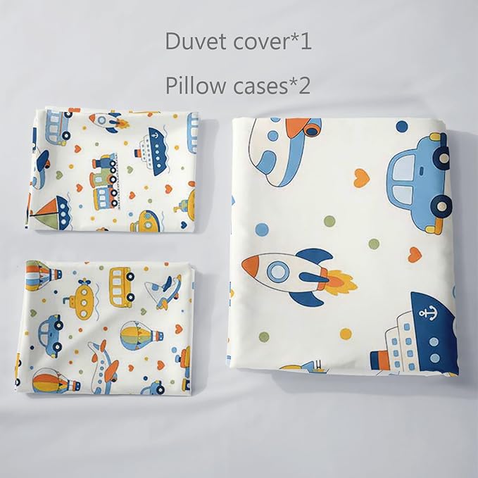 AILONEN Moving Road Queen Duvet Cover Set 3 Piece, Bus Balloon Printed Bedding with 2 Pillowcases, Microfiber Zipper Closure, Adult Family Bedroom - Image 5