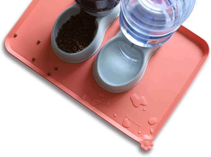 Hoki Found Large Silicone Pet Feeding Mats Tray - Non Slip Dog Cat Bowl Mats - Waterproof - Burnt Coral - Image 5