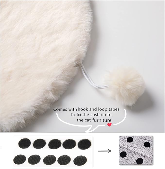 SHENGOCASE 2-Pack Oval 11" x 15" Faux Rabbit Fur Cat Condo Replacement Cushion. Cat Dog Bed Cushion Pad Mat, Pad for Window Perch Tree Tower, Carrier Cage Crate Kennel Furniture - Image 3