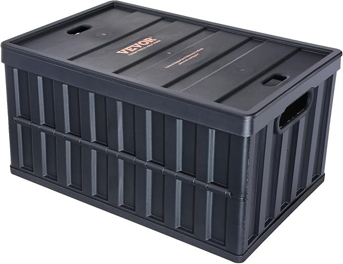 VEVOR 65L Collapsible Storage Bins with Lids 3 Packs, Stackable Utility Crates with Handles, Large Folding Containers for Organizing Tools, Books, Food, Drinks, Camping&Transport - Image 10