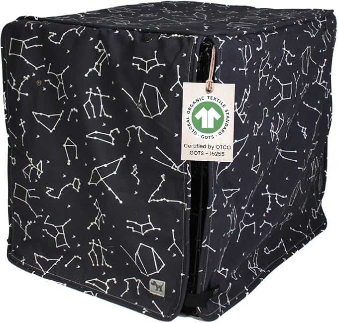 Molly Mutt Rocketman Dog Crate Cover, 100% Cotton Canvas Cover with 2 Roll-Up Panels, Ideal for Dog or Cat Crate, Durable, Washable, and Free of Harmful Chemicals, 30" x 19" x 21" by MollyMutt