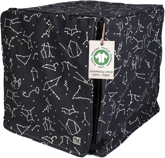Molly Mutt Rocketman Dog Crate Cover, 100% Cotton Canvas Cover with 2 Roll-Up Panels, Ideal for Dog or Cat Crate, Durable, Washable, and Free of Harmful Chemicals, 24" x 18" x 21" by MollyMutt