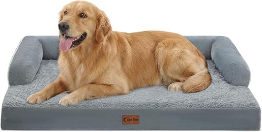 Waterproof Orthopedic Dog Bed for Extra Large Dogs, 41x27in, Grey | Orthopedic Foam Relieves Joint Pressure, Bolsters Supports Head And Neck, Washable Cover, Non-Slip Bottom by CasaPaw