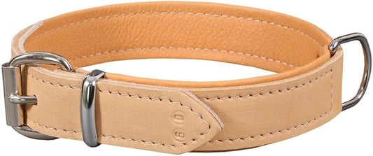 Dingo Dog Collar Made of Exclusive Soft Leather, Luxury and Durable Natural 11421