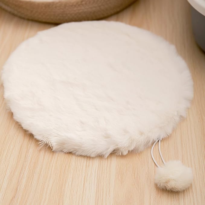 SHENGOCASE 2-Pack 14" Round Faux Rabbit Fur Cat Dog Bed Cushion Pad Mat, Cat Tree Tower Replacement Cushion Pad for Window Perch Carrier House Cage Crate Kennel Furniture - Image 2