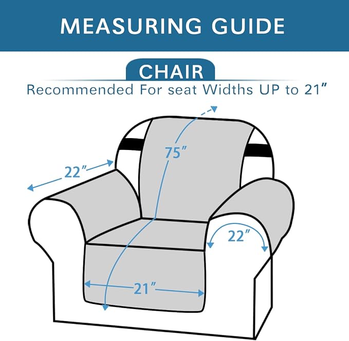 H.VERSAILTEX 100% Waterproof Sofa Slipcover Washable Armchair Cover Non-Slip Furniture Protector for Living Room Couch Cover for Pets Chair Cover with Puppy Paw Silicone Backing (Armchair, Grey) - Image 3