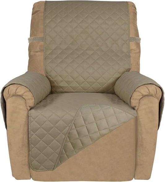 PureFit Reversible Recliner Chair Covers Couch Covers for Dogs, 19 in | Beige/Beige, Water Resistant Couch Protector, Washable Pet Couch Cover with Non Slip and Elastic Straps For Kids by PureFit