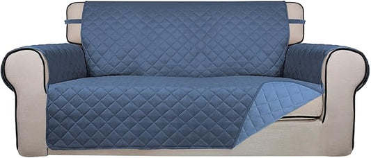 PureFit Reversible Quilted Couch Covers for Dogs Loveseat Sofa Cover 54" | Dark Blue/Light Blue, Water Resistant Couch Protector, Washable Pet Couch Cover with Non Slip and Elastic Straps For Kids by PureFit