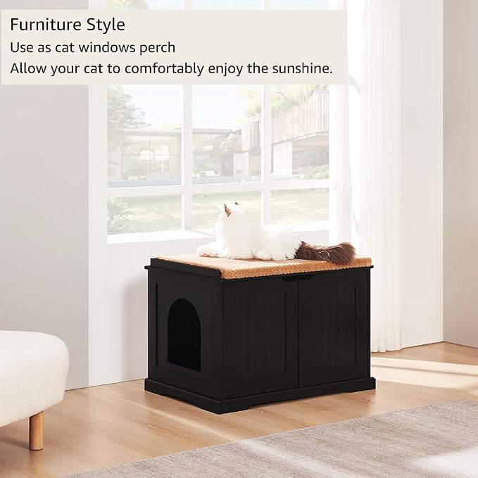 unipaws Cat Litter Box Enclosure Furniture, Hidden Litter Box Cover | Cat Washroom, Cabinet for Large Cat, Dog Proof Cat Litter Boxes, Hideaway Litter Box, Cat House - Image 2