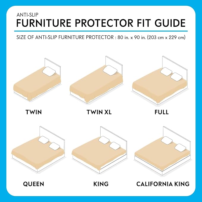 Paw Inspired Non-Slip Couch & Furniture Protector (Anti-Slip, Beige) | Waterproof, Washable Bed & Couch Cover for Dogs, Cats, and Pets, 80x90 Inch Size - Image 5