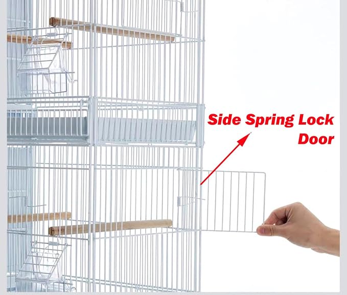 Lot-2 Extra Large 35.5"x18"x19"H No Rust Stainless Galvanized Zinc Stackable Breeder Bird Flight Cage Side Breeding Nest Box Door Removable Divider with Removable Rolling Stand - Image 4