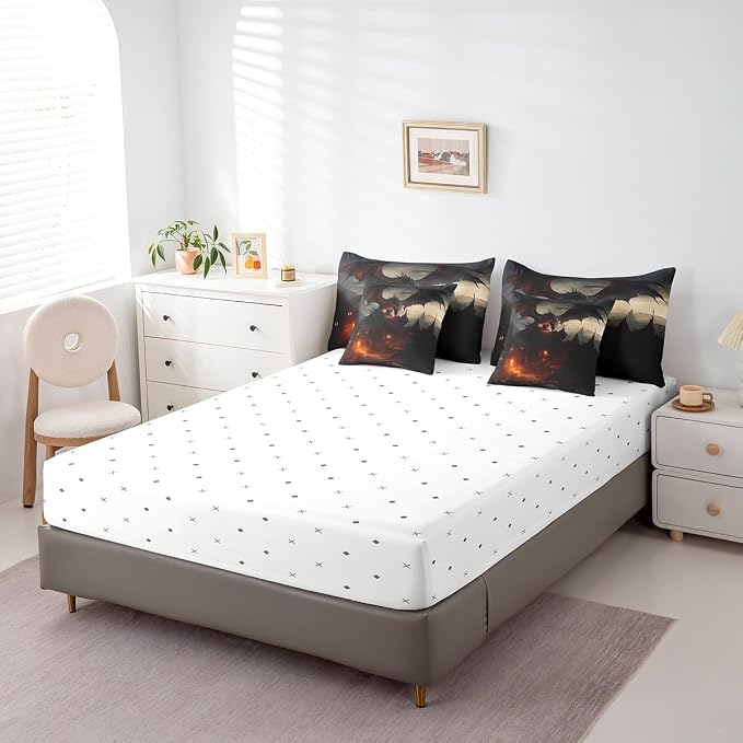 3D Dragon 7Pcs Bedding Sets Bed in a Bag Fierce Wildlife Comforter Flying Dragon Bedroom Comforter with Sheets Full 7-Piece(1 Comforter, 1 Flat Sheet 1 Fitted Sheet 2 Pillowcases and 2 Pillow Shams) - Image 5