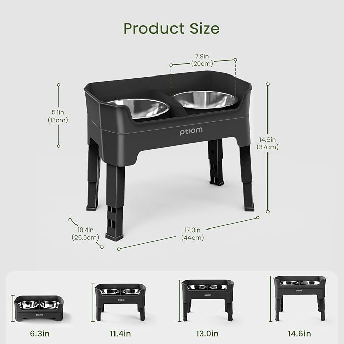3-in-1 Elevated Dog Bowls Mess Proof Raised Slow Feeder Dog Bowls, 4 Height Adjustable Dog Bowl Stand Licking Plate with 2 56oz Stainless Steel Dog Food Bowls for Small Medium Large Dogs Pets - Image 4