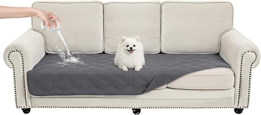 100% Waterproof Washable Dog Blanket，Gray+Gray，35"x71" | ,7-Layer Reversible Couch Covers for Dogs Met for Sofa Furniture Car Camping by Unknown