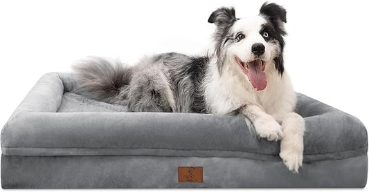 Orthopedic Dog Bed Waterproof Pet Sofa for Large Sized Dogs | 360 Degree Bolster Support, Egg Crate Foam, Waterproof Liner, Non-Slip Bottom, Machine Washable Cover, 36 x 27 Inch by Yiruka
