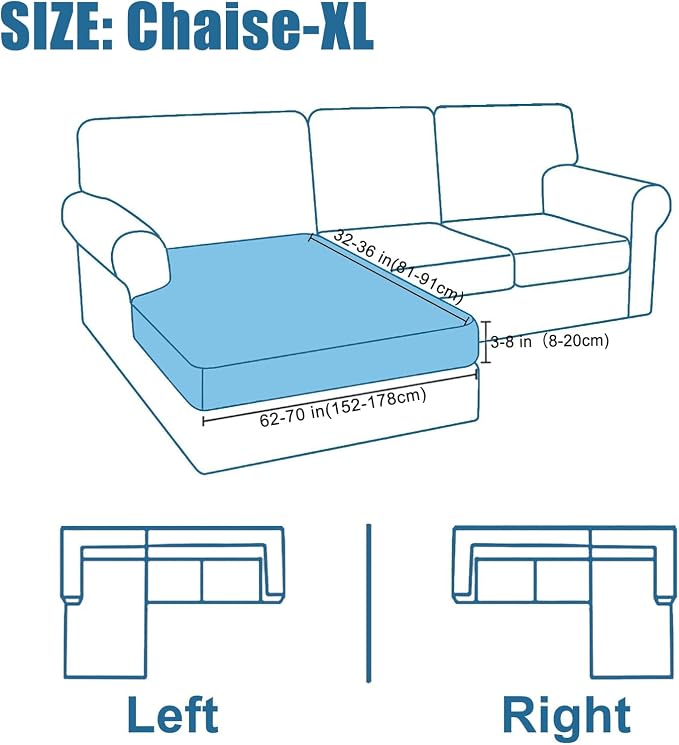 Smiry Waterproof Couch Cushion Covers, L Shape Sectional Couch Covers | Stretch Jacquard Chaise Lounge Sofa Slipcover, Washable Elastic Furniture Protector for Pets, Chaise XL, Light Grey - Image 6