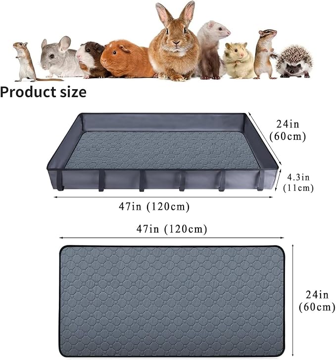 Guinea Pig Cage Liner Tarp Bottom Waterproof and Washable Base Also for Rabbits Canvas Bottom, Bunny, Chinchesillas, Hedgehog, Ferrets and Other Small Animals(24x48 inches) - Image 2