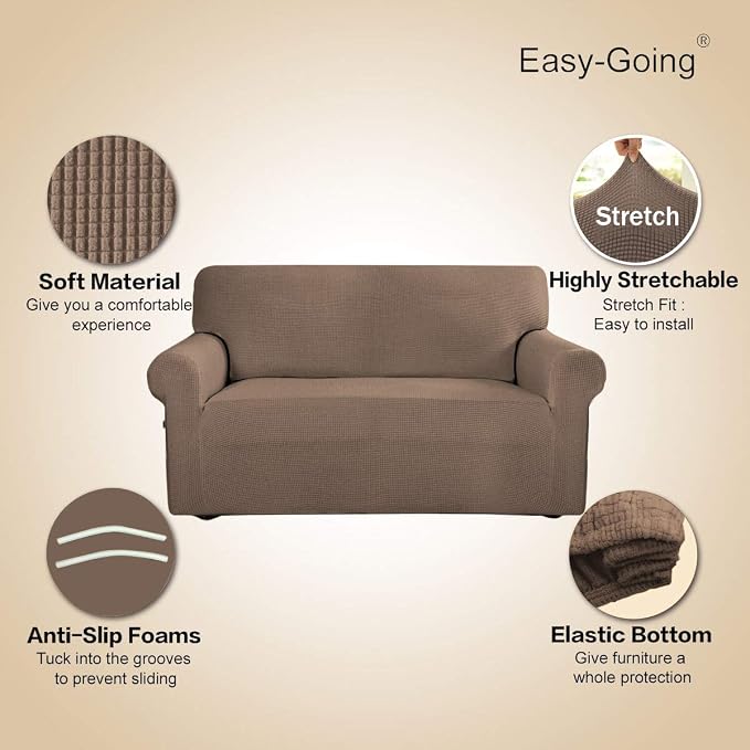 Easy-Going Stretch Oversized Sofa Couch Slipcover Washable Camel | 1-Piece Extra large Sofa Cover Furniture Protector Couch Soft with Bottom for Kids, Polyester Spandex Jacquard - Image 3