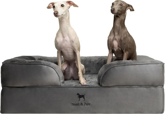 NOAH & PAW Large Dog Bed, 35x25x11 Inch, Orthopedic Dog Beds, Eggshell Memory Foam Infused with Cooling Gel, Inner Cover, Water Resistant, Machine Washable (Velvet Sofa Collection) by NoahPaw