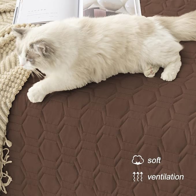 Tcksstex Waterproof and Anti-Slip Dog Bed Cover and Pet Blanket Sofa Pet Bed Mat car Incontinence Mattress Protectors Furniture Couch Cover for Most Cats Dogs, Pets （82x82-Chocolate） - Image 5