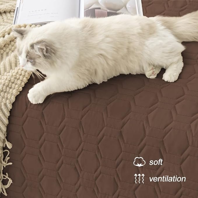 Tcksstex Waterproof and Anti-Slip Dog Bed Cover and Pet Blanket Sofa Pet Bed Mat ，car Incontinence Mattress Protectors Furniture Couch Cover for Most Cats Dogs, Pets（52x82-Chocolate） - Image 5