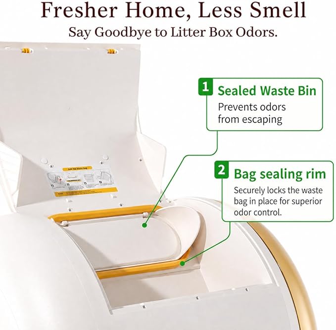 Furrytail Automatic Litter Box Self Cleaning with 120 Trash Bags, App Control, Advanced Odor & Leak Control, Large Capacity for Multi Cat Homes,Kitty Litter Box, Smart Safety Sensors, Cream - Image 4