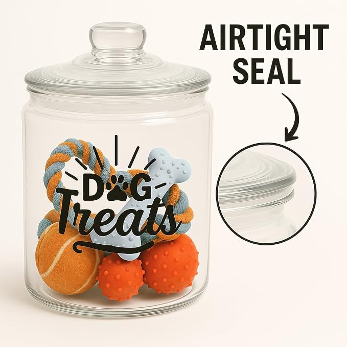 kitchentoolz 1-Gallon Glass Dog Treat Container Airtight – Large Countertop Dog Cookie Jar with Lid for Dog Treat Storage, Decorative Treat Jar & Dachshund Accessories - Image 5