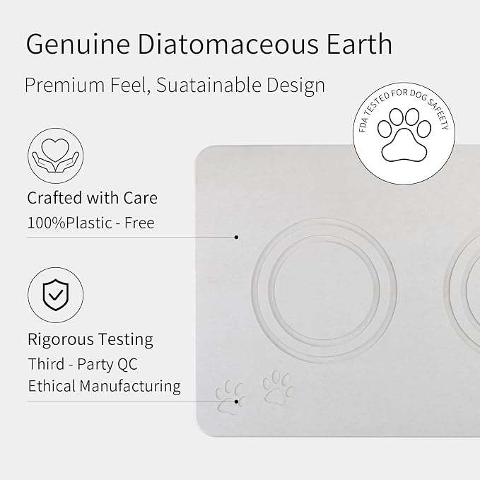 Diatomite Stone Pet Feeding Mat for Dog Cat Super Absorbent Diatomite Quick Drying Stone Dog Food Mat, Dog Mats for Food and Water with Non-Slip Station, Fast Dry Pet Mats,Grey White - Image 5