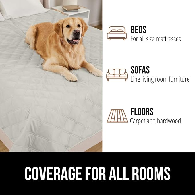 GORILLA GRIP® Waterproof Dog Blanket 82x68, Leakproof Couch Cover for Dogs, Silicone Grip Backing, Protects Sofa, Sectional, Bed, Crate, Car & RV, Tear-Resistant Washable Pet Blanket Light Taupe - Image 8