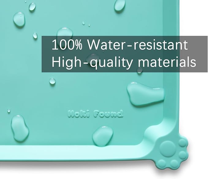 Hoki Found L Silicone Non Slip Pet Food Mats - Cat & Dog Bowl Placemats - Waterproof Feeding Mats for Carpet - Cool Mint - Image 3