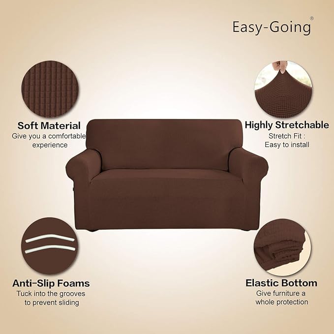 Easy-Going Stretch Oversized Sofa Couch Slipcover Washable Coffee | 1-Piece Extra large Sofa Cover Furniture Protector Couch Soft with Bottom for Kids, Polyester Spandex Jacquard - Image 3