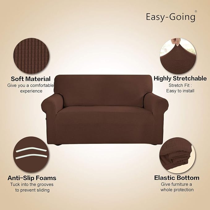 Easy-Going Stretch Oversized Sofa Couch Slipcover Washable Coffee | 1-Piece Extra large Sofa Cover Furniture Protector Couch Soft with Bottom for Kids, Polyester Spandex Jacquard - Image 3
