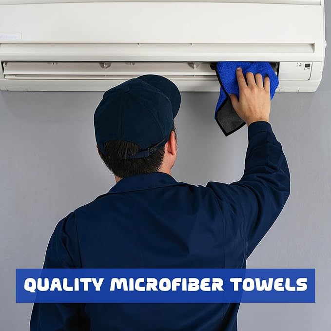Tallew 50 Pcs Microfiber Towels:16"x16" Microfiber Drying Towels Bulk Micro Fiber Car Cleaning Cloth for Cars Drying Washing Polishing Office Windows Cleaning Household Supplies (Blue,Gray) - Image 7