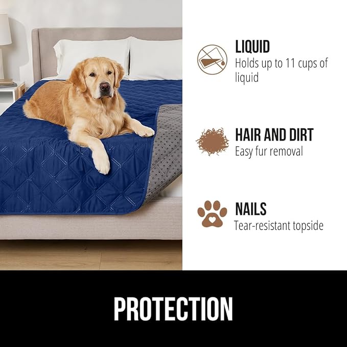 GORILLA GRIP® Waterproof Dog Blanket, Leakproof Couch Cover for Dogs, Silicone Grip Backing, Protects Sofa, Sectional, Bed, Crate, Car & RV, Tear-Resistant Washable Pet Blanket, 50x40, Navy Blue - Image 5