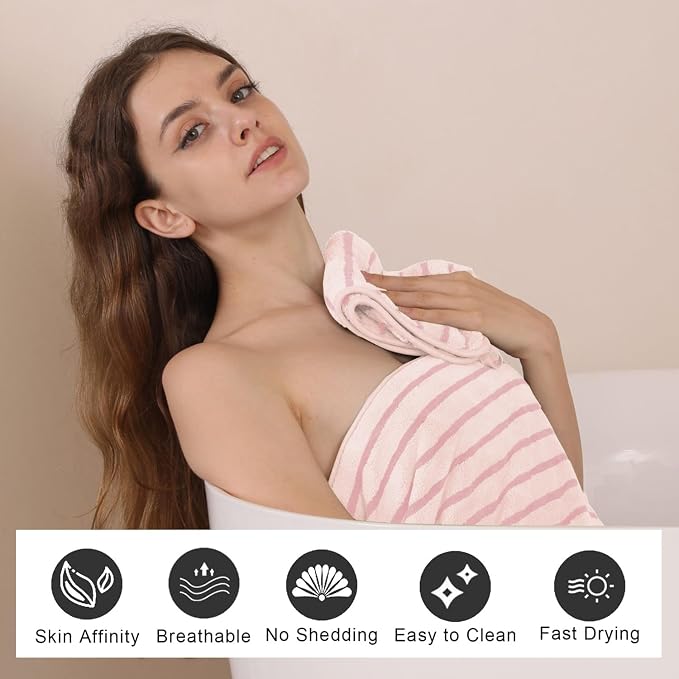 Mistyrose Bath Towels,4 Pack Pink 35"x70" Large Bath Towels Microfiber Absorbent XL Bath Sheets Super Soft Towels for Bathroom Quick Dry Oversized Shower Towels for Family Hotel Spa Gym - Image 3