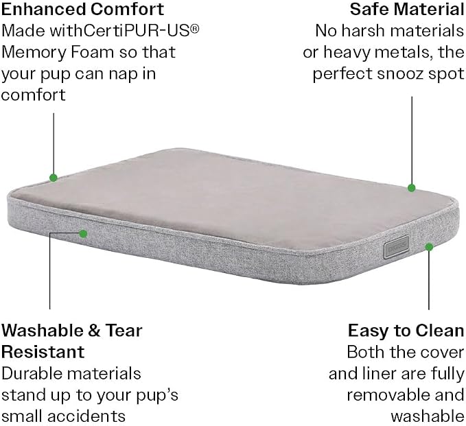 Diggs Snooz Memory Foam Dog Bed - Ideally Sized Revol Dog Crate Pad - Premium Orthopedic Pet Bed for Crate or Home - Grey, Medium - Image 2