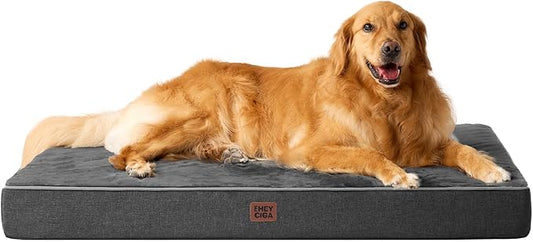 EHEYCIGA XL Orthopedic Dog Crate Bed Washable, 41x27Inch, Dark Grey | High Density Egg Crate Foam, Waterproof Liner, Removable Easy Clean Cover, Non-Slip Bottom, Fits Crate, Floor and Sofa by EHEYCIGA