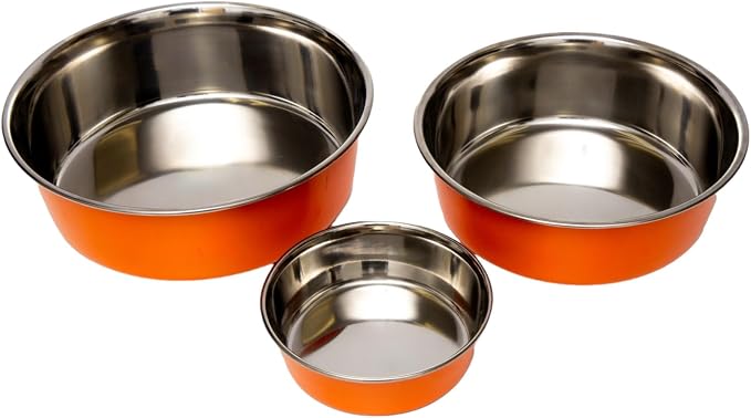 Country Living Set of 2 Heavy Gauge Stainless Steel Dog Bowls - Non-Skid, Durable & Rust-Resistant - Perfect for Food & Water - Vibrant Orange, 64 oz Capacity - Image 8