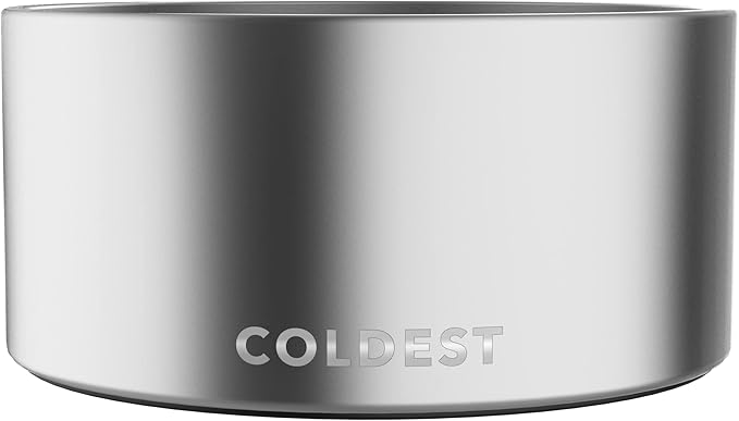 Coldest Dog Bowl - Anti Rust Metal, Non Slip, 3 Layers Insulated Stainless Steel Dog Bowls - Spill Proof & Heavy Duty - Water Bowl for Dogs, Cats, Dish Washer Safe (200 oz, Polished Stainless Steel) by Coldest