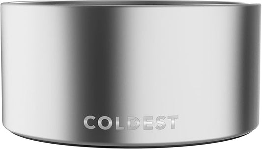 Coldest Dog Bowl - Anti Rust Metal, Non Slip, 3 Layers Insulated Stainless Steel Dog Bowls - Spill Proof & Heavy Duty - Water Bowl for Dogs, Cats, Dish Washer Safe (200 oz, Polished Stainless Steel) by Coldest