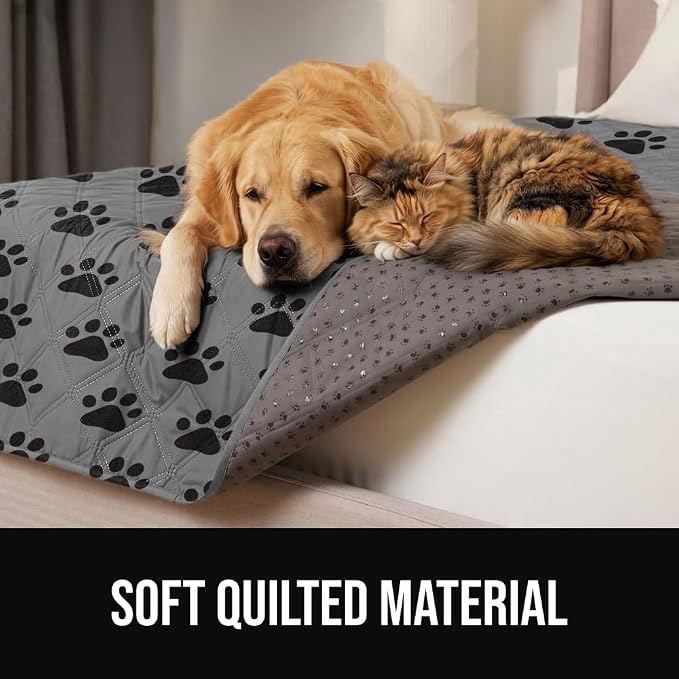 GORILLA GRIP® Waterproof Dog Blanket, Leakproof Couch Cover for Dogs, Silicone Grip Backing, Protects Sofa, Sectional, Bed, Crate, Car & RV, Tear-Resistant Washable Senior Pet Blanket, 30x70 Gray Paw - Image 9