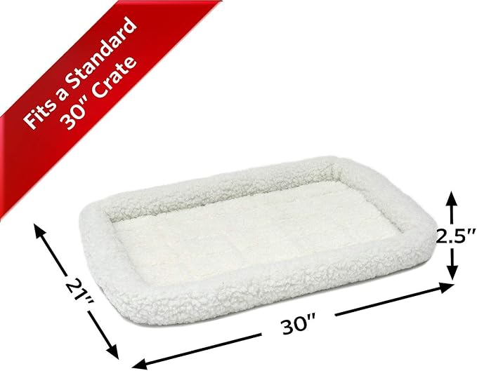 MidWest Homes for Pets QuietTime Dog Bed - White Fleece Bolster, Ultra-Soft and Machine Washable, Fits 30-Inch Crates and Carriers, for Medium Breed Dogs - Image 2