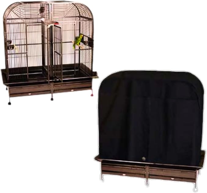 Cozzzy Covers Model 6432 MD Universal Cage Cover 60" H Poly-Cotton Black for Side-by-Side Bird Cages 64" W x 32" D for Large Birds Sleep and Light Reduction by BonkaBirdToys